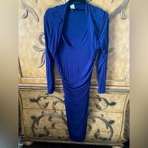 Venus. Blue midi shawl neckline